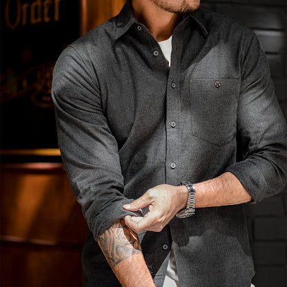 Maden Grey Cotton Flannel Shirt