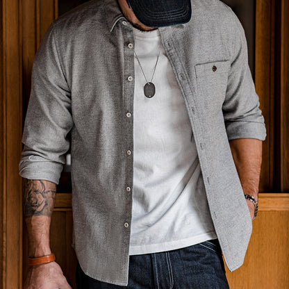 Maden Grey Cotton Flannel Shirt